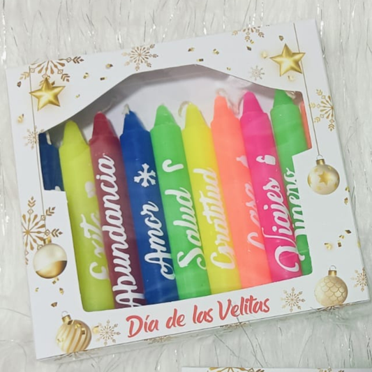 Vela personalizada Neón Deseos caja 10 und