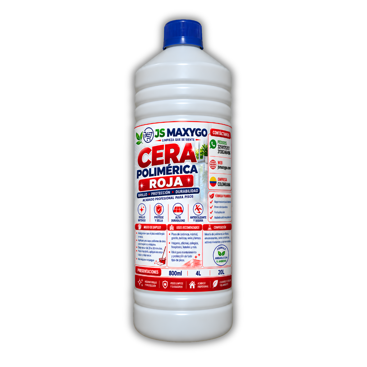 Cera Polimérica Roja/Blanca Para Pisos