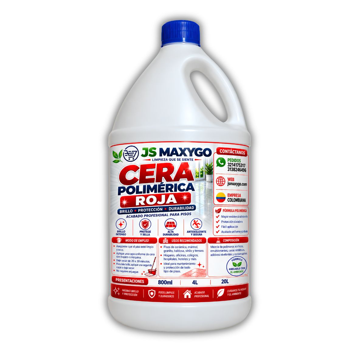 Cera Polimérica Roja/Blanca Para Pisos