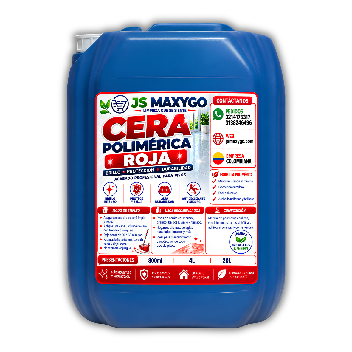 Cera Polimérica Roja/Blanca Para Pisos