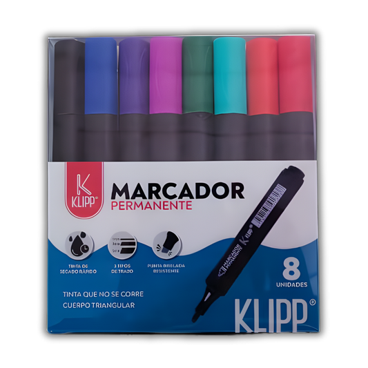 Marcador Permanente Colores Surtidos x8 Und