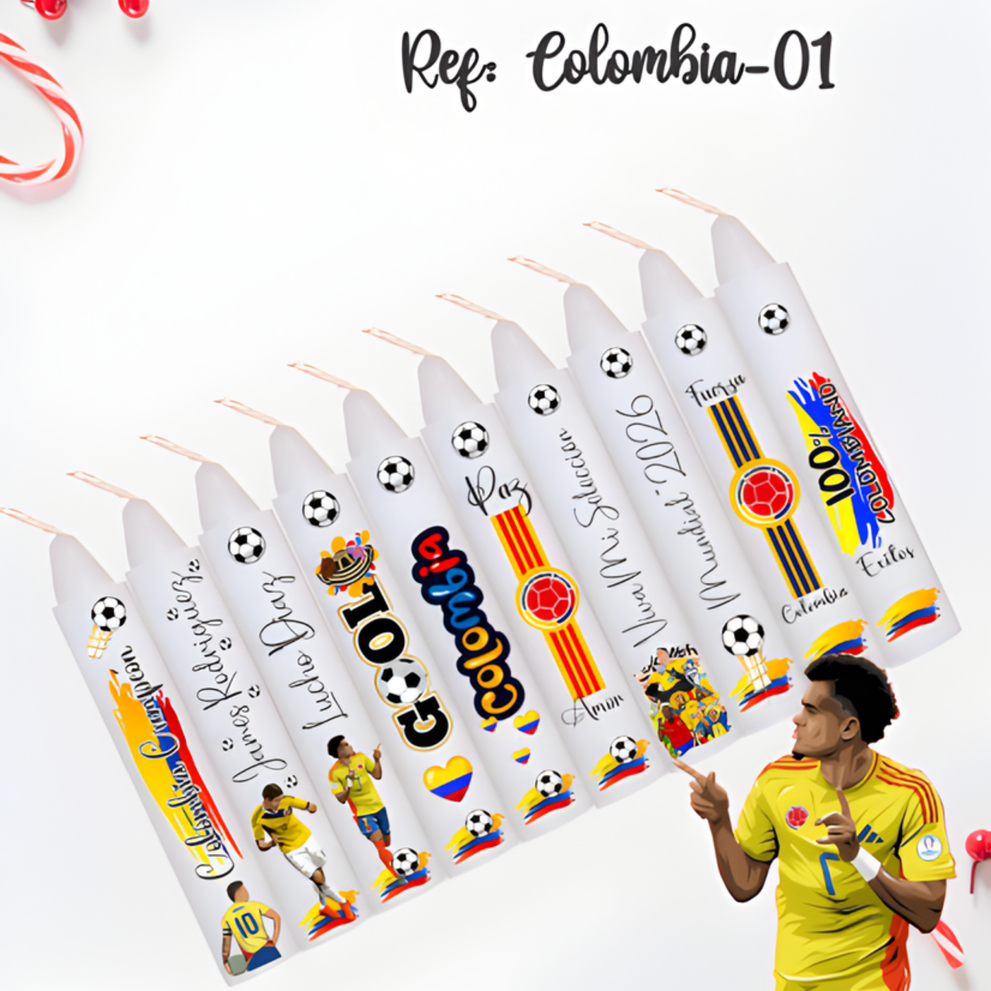 Vela personalizada Blanca stiker caja 10 und