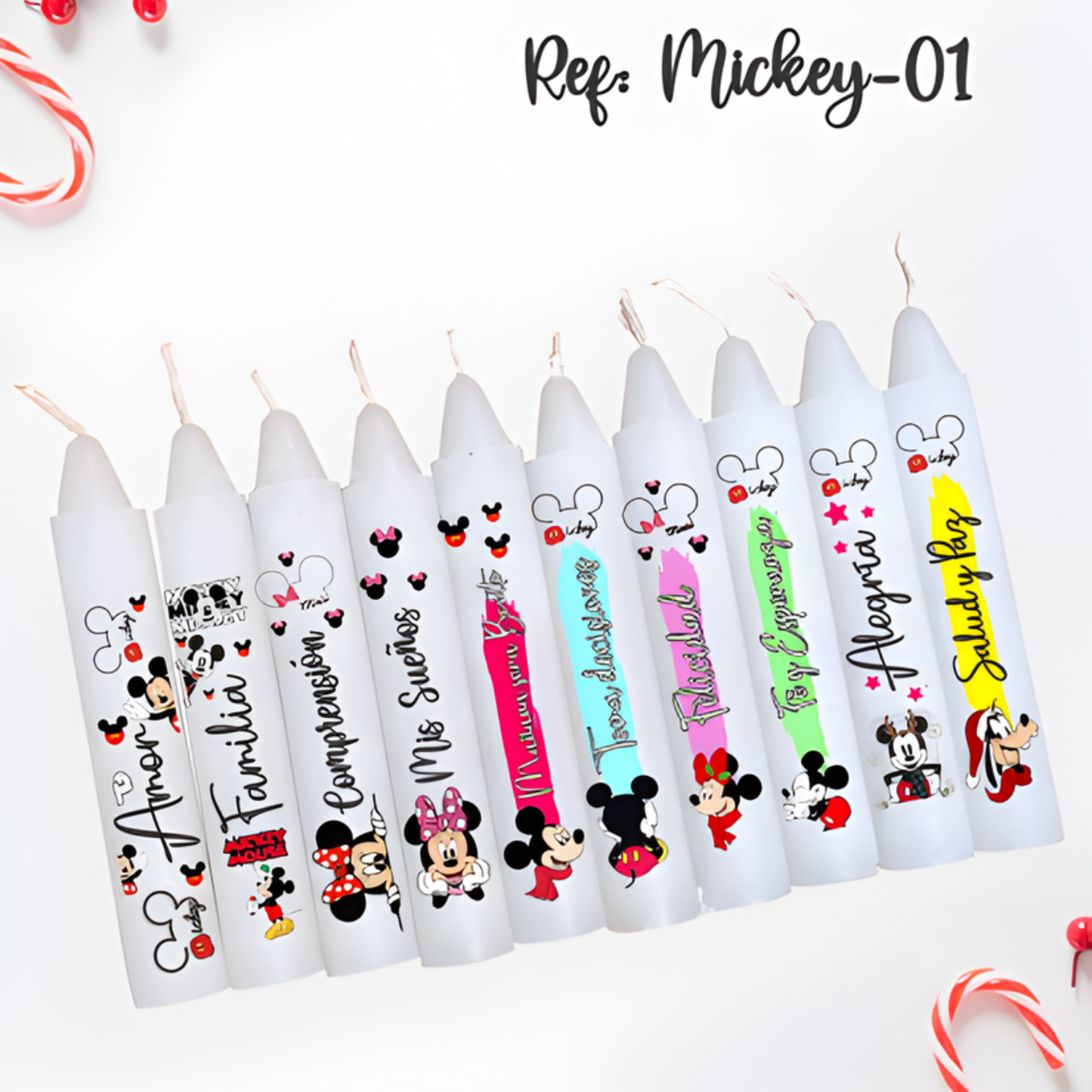 Vela personalizada Blanca stiker caja 10 und