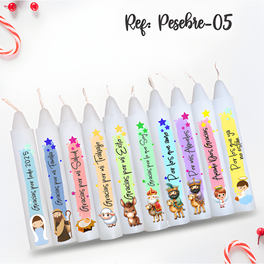 Vela personalizada Blanca stiker caja 10 und