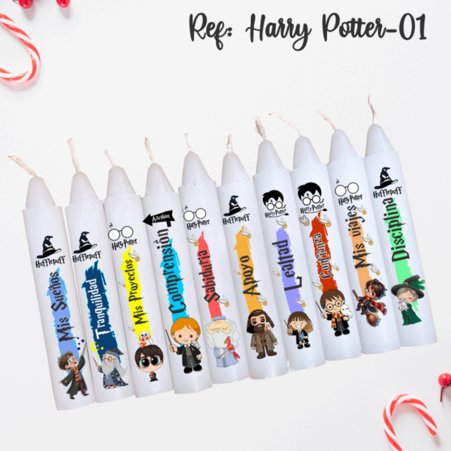 Vela personalizada Blanca stiker caja 10 und