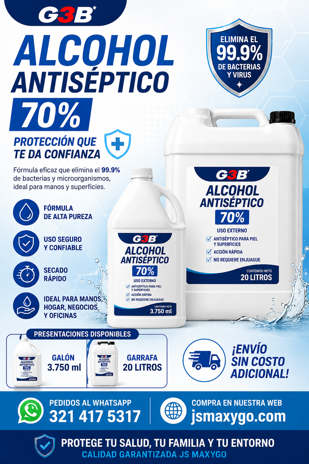 Alcohol Antiseptico al 70%